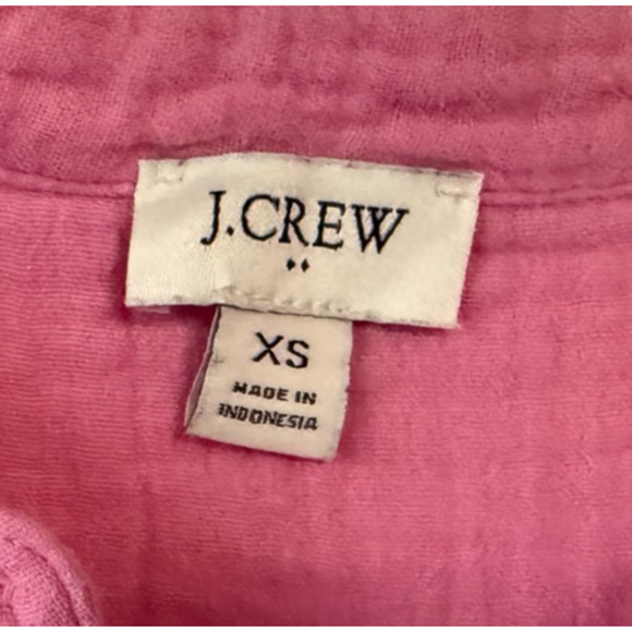 J.Crew Women’s XS Pink Cotton Gauze Henley Top – Short Sleeve Summer Spring Airy - Picture 3 of 7